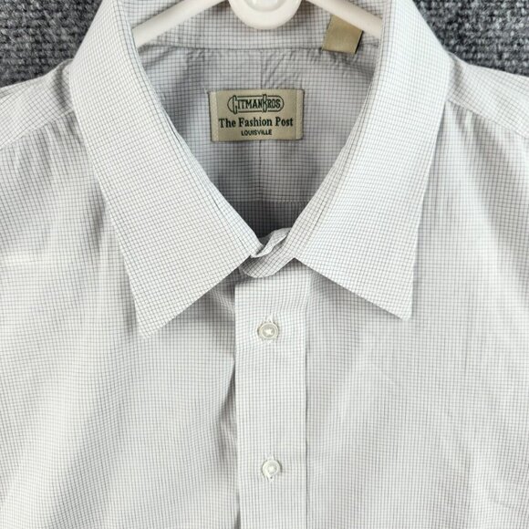 Gitman Bros 16.5 34 USA Made Button Up Shirt Blue White Check Cotton Louisville - Picture 1 of 16
